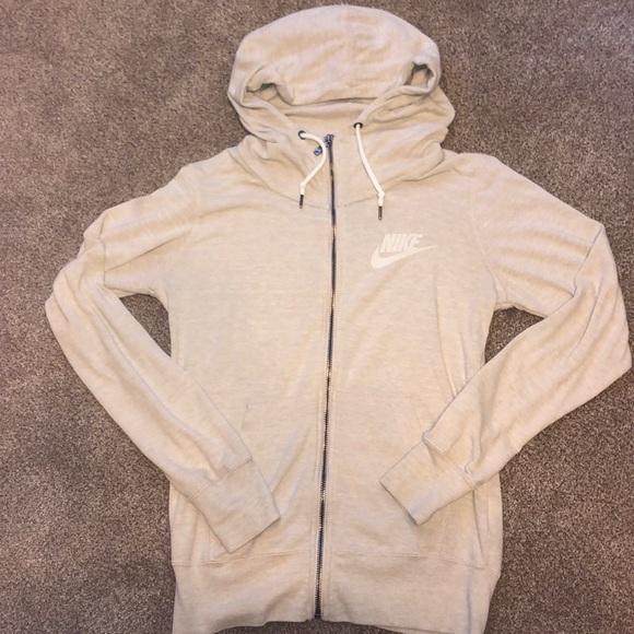 beige nike zip up